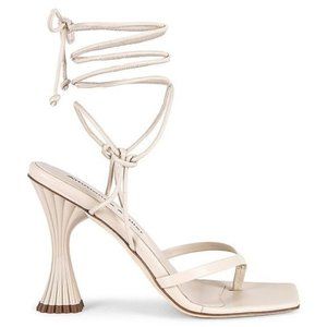 A'mmonde Atelier Square Toe Heels Ivory Anastassia 100 Ankle Tie Size 36.5